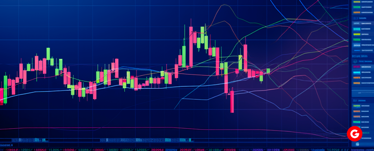 MT4 trading platform and multiple monitors displaying real-time financial charts for comprehensive analysis.