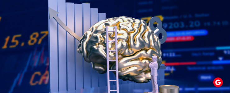 A creative depiction of a brain balanced on a ladder, featuring an additional ladder placed on top of the brain.