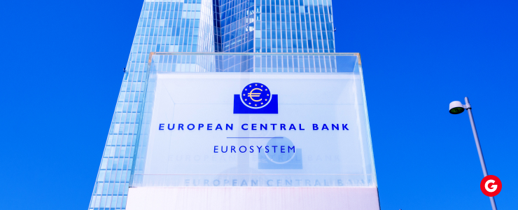 A sign displaying the words "European Central Bank" prominently, indicating the institution's location and significance.